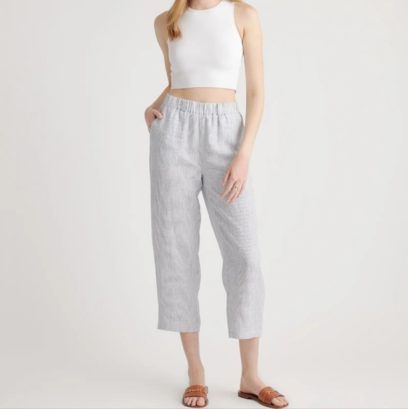 Quince Other - Quince Women's 100% Linen European Cropped Pinstripe Pants. Sz L Lagenlook
